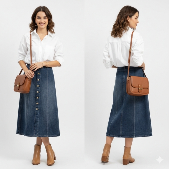 DL1961 Alma A-Line Denim Midi Skirt Size 26 (Fits like US 27/28) - Picture 4 of 8